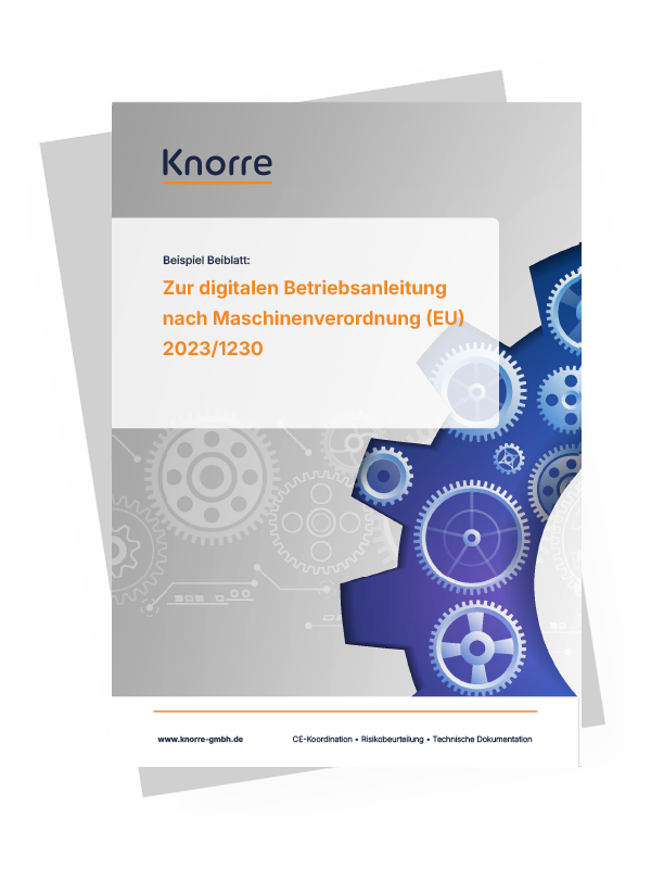 Beispiel eines Beiblatts zur digital bereitgestellten Betriebsanleitung, verpflichtend nach Maschinenverordnung